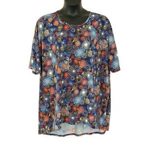 LulaRoe Womens Plus sz 3XL Irma Top Multicolor Firework Short Sleeve Round Neck